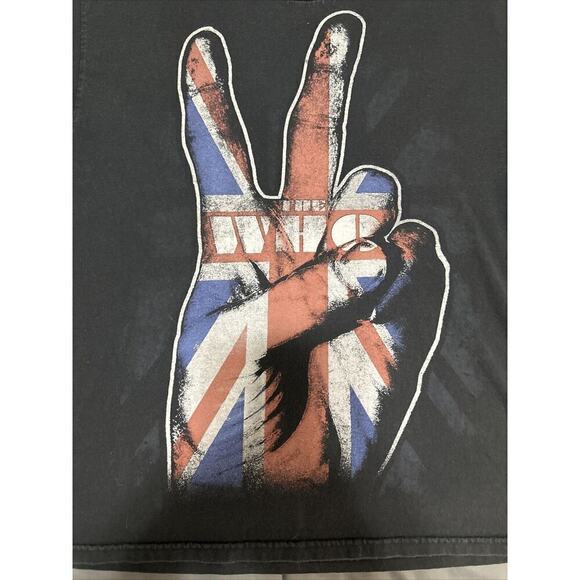 Vintage The Who Shirt Adult Peace Sign Union Jack Flag Black Crew Neck Large - Picture 2 of 11